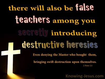 2 Peter 2:1 Beware Of False Teachers Destructive and Heresies (orange)